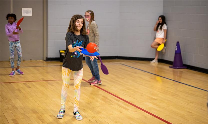Students play in PE class